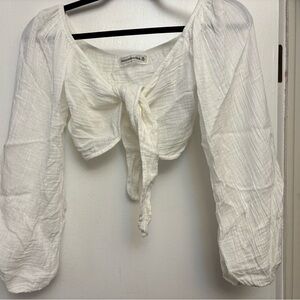 Abercrombie & Fitch Cream Tie-Front Blouse